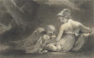 Pierre-Paul Prud\'Hon - L\'Innocence: A woman and a sleeping cupid