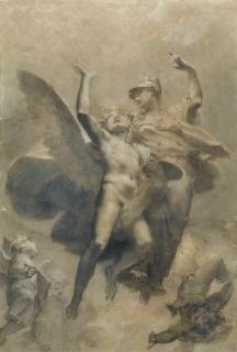 Pierre-Paul Prud\'Hon - Minerve Conduisant Le Génie Des Arts À L’Immortalitépierre-Paul Prud\'Hon ; Minerve Leading The Genius Of Arts To Immortality ; Black Chalk Heightened With White On Tinted Paper