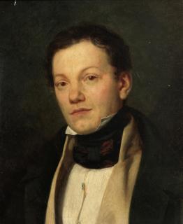 Pierre-Paul Prud\'Hon - Portrait of a gentleman, bust-length, in a black coat and black cravat