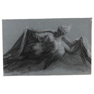 Pierre-Paul Prud\'Hon - Study Of A Winged Allegorical Figure Holding Drapery