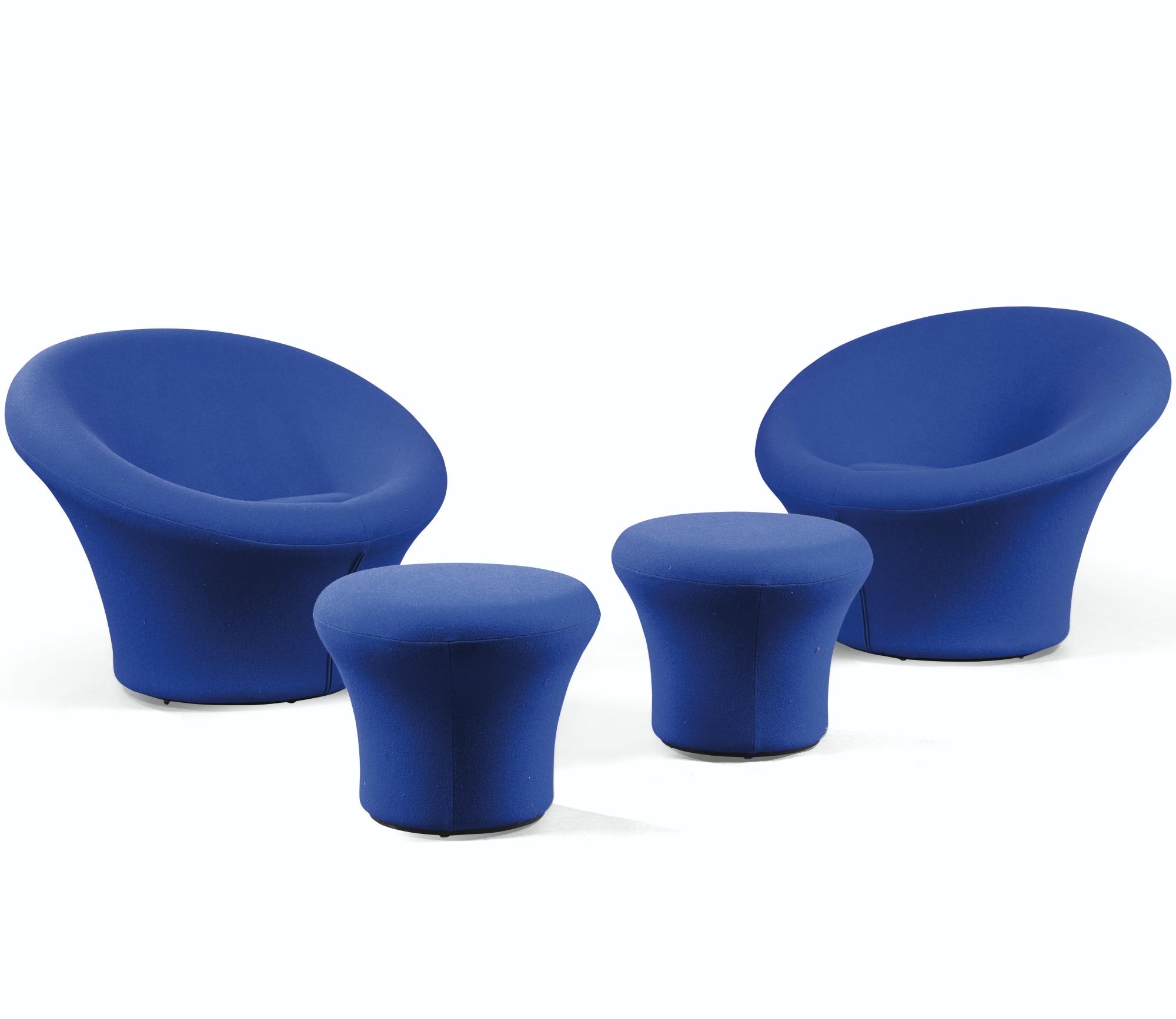 Pierre Paulin - Paire De Fauteuils Et Ottomans Mushroom