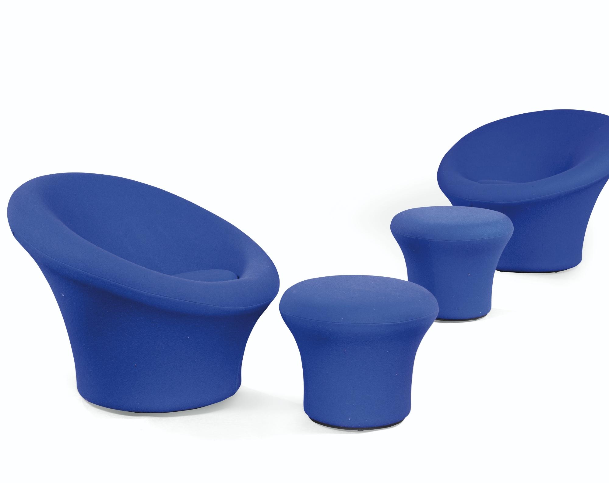 Pierre Paulin - Paire De Fauteuils Et Ottomans Mushroom