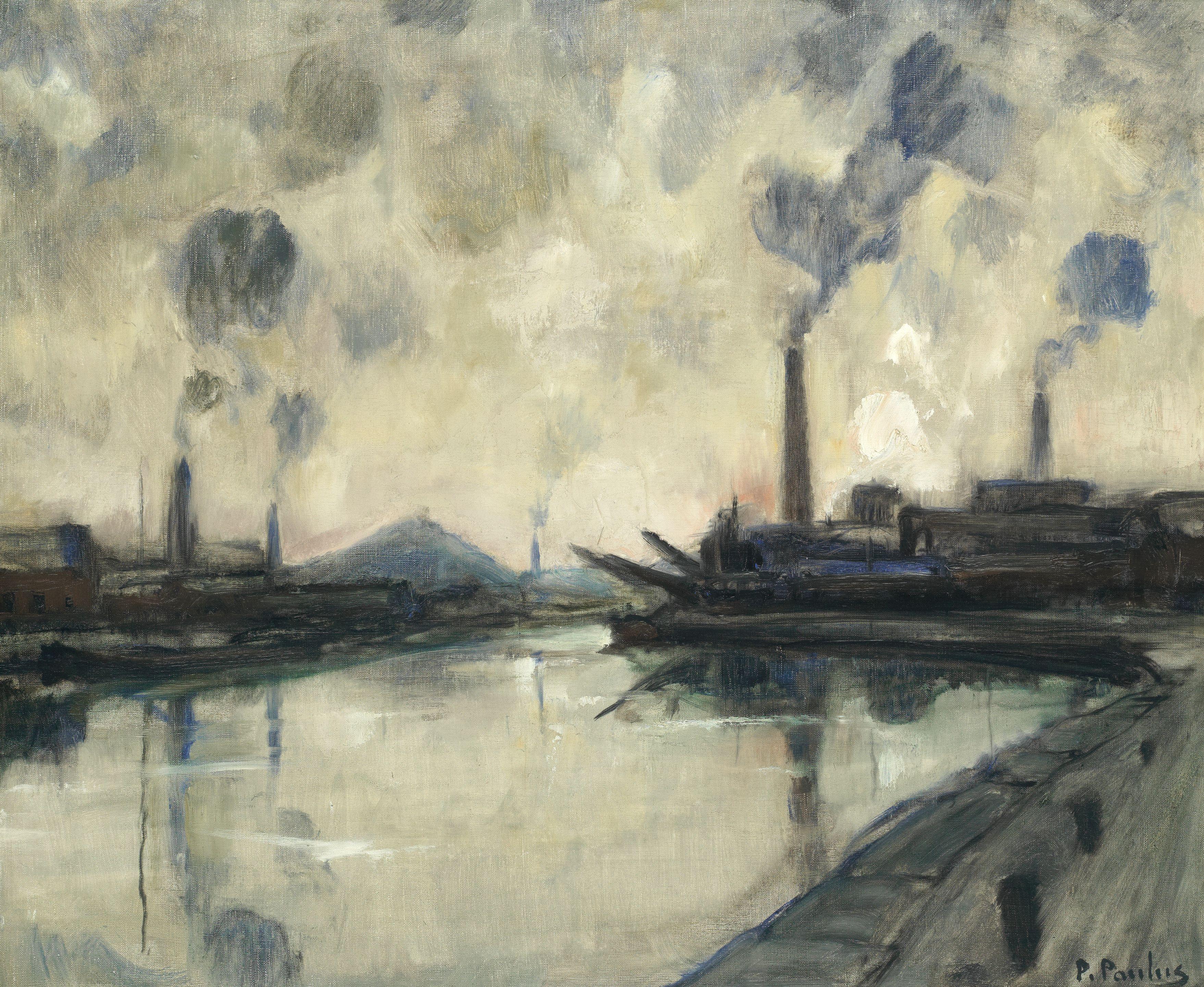 Pierre Paulus De Châtelet - Bords De La Sambre Au Coucher De Soleil