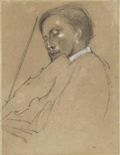 Pierre Puvis De Chavannes - Le violoniste (recto); Paysage de montagne (verso)