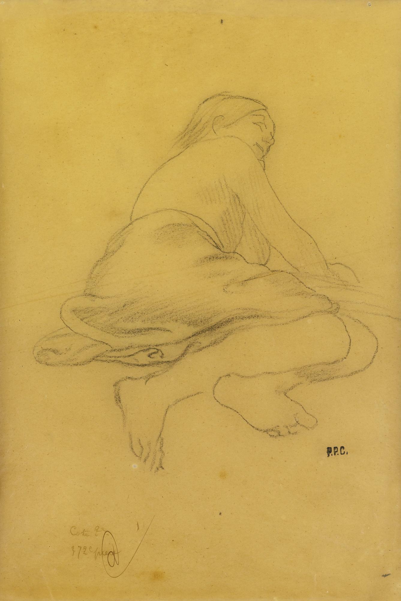 Pierre Puvis De Chavannes - Seated Nude Figure; Reclining Semi-Draped Figure: Two Drawings