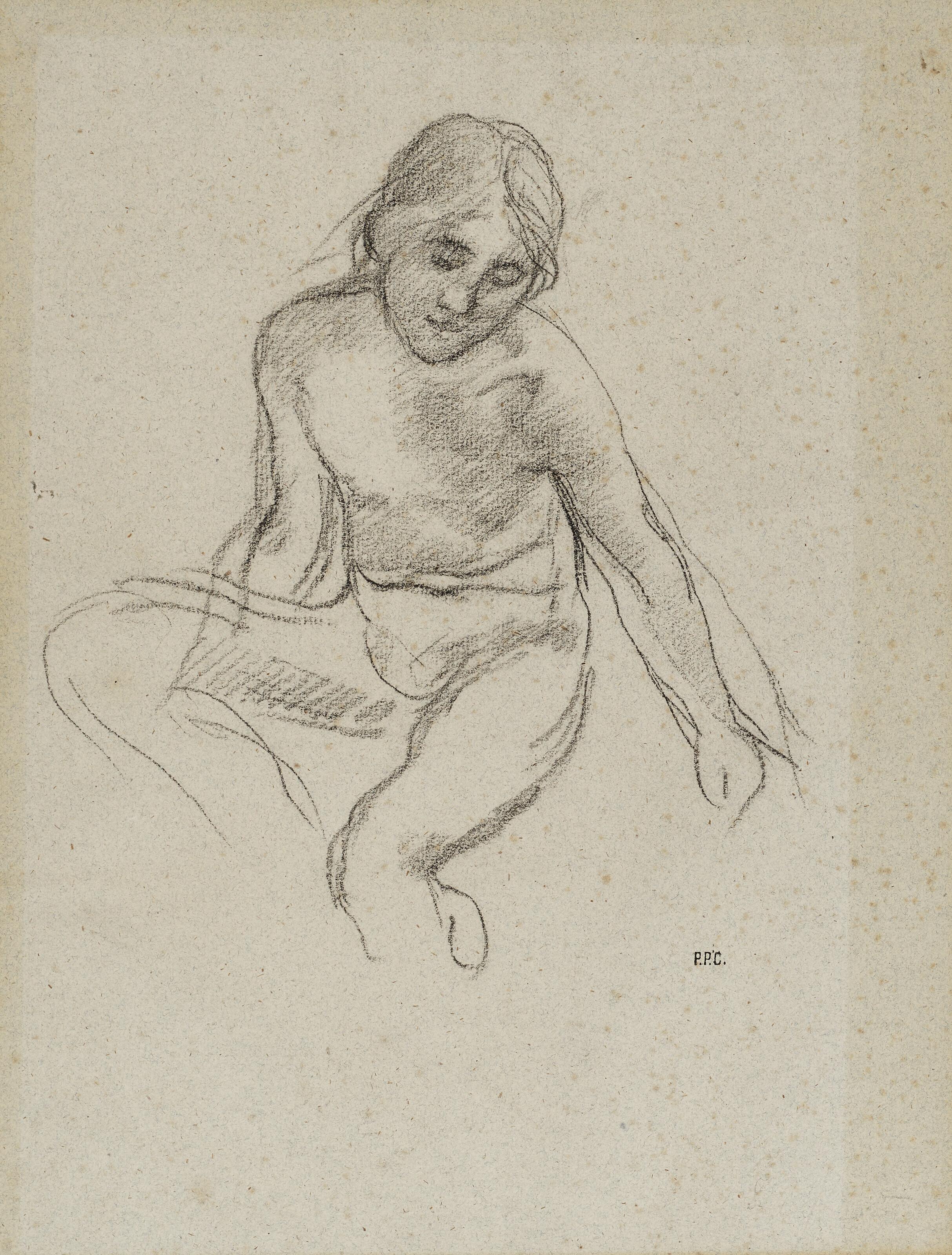 Pierre Puvis de Chavannes - Study of a seated nude figure
