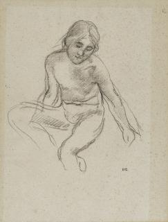 Pierre Puvis de Chavannes - Study of a seated nude figure