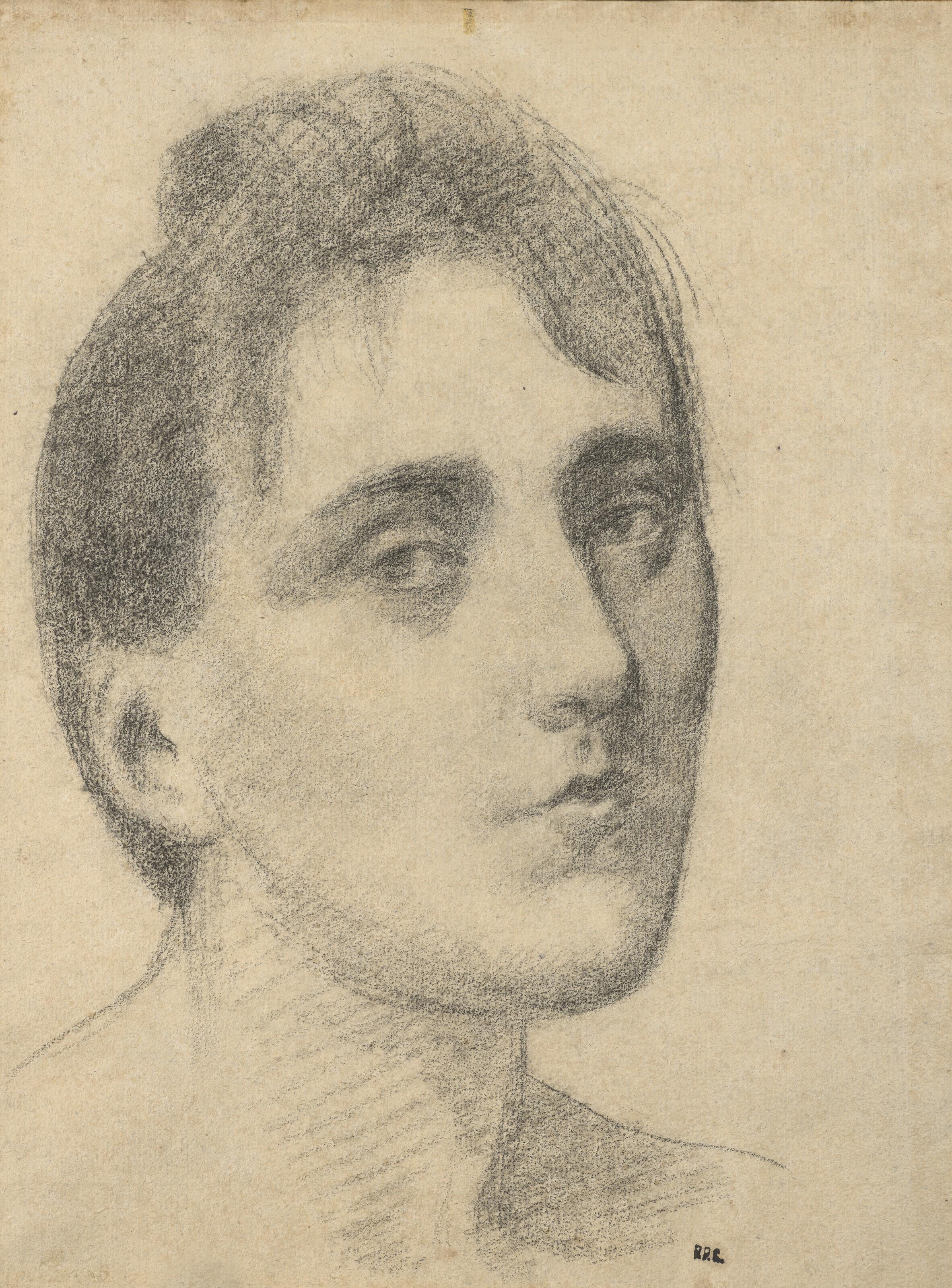 Pierre Puvis De Chavannes - Tête de jeune femme: portrait présumé de Jeanne Duras