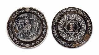 Pierre Reymond - A Circular Parcel-Gilt Grisaille Enamel Plate Representing The Month Of January