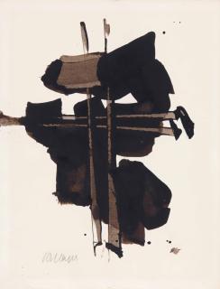 Pierre Soulages - Brou De Noix Sur Papier, 32,7 X 25,3 Cm, 1960