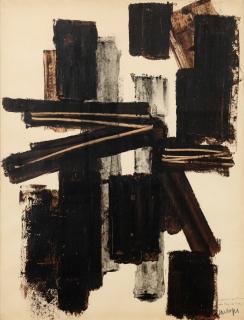 Pierre Soulages - Brou de noix sur papier, 64 x 49,5 cm, 1950