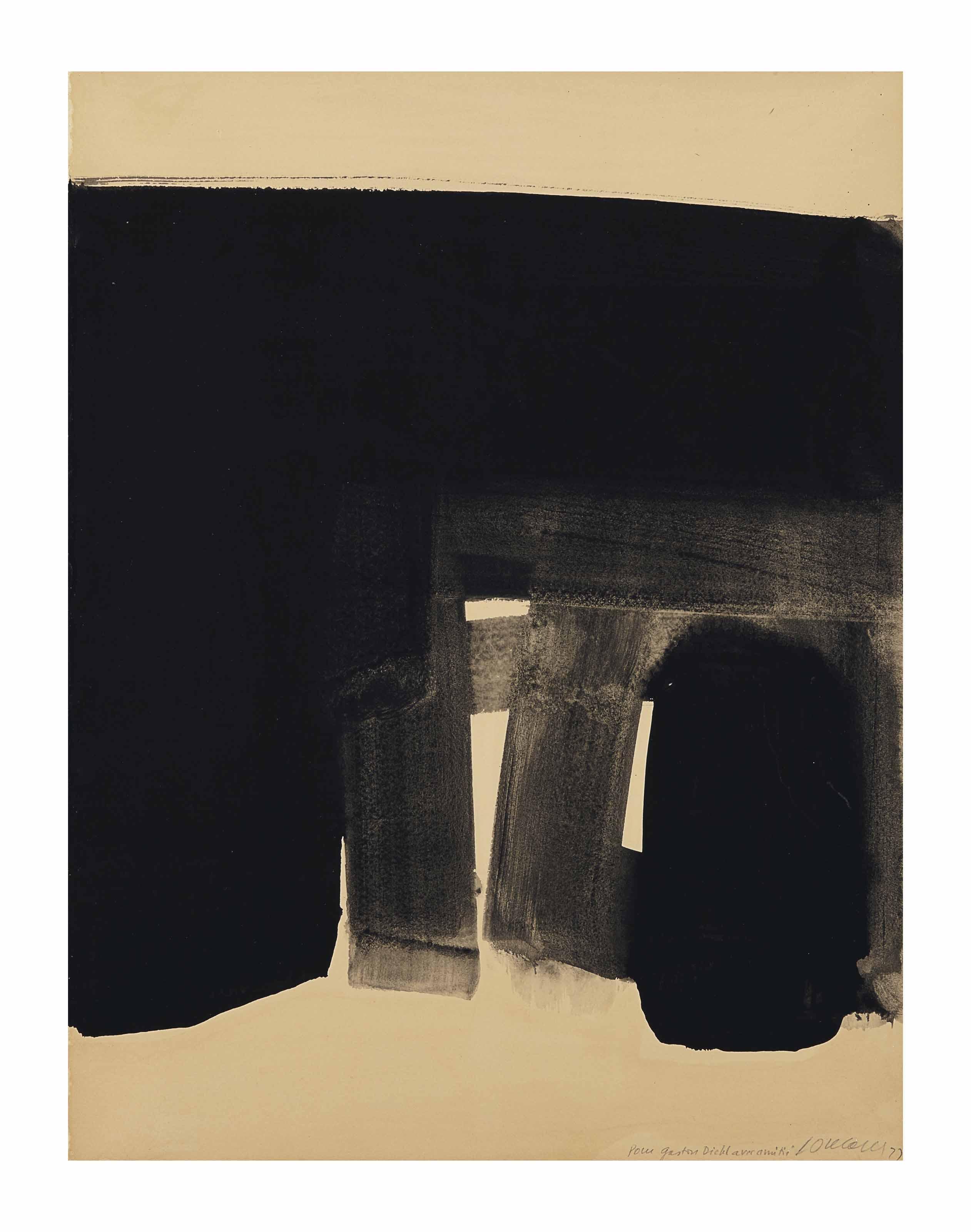 Pierre Soulages - Gouache sur papier 76x57.5 cm, 1977