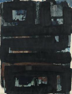 Pierre Soulages - Peinture Sur Papier, 65 X 50 Cm, 1958