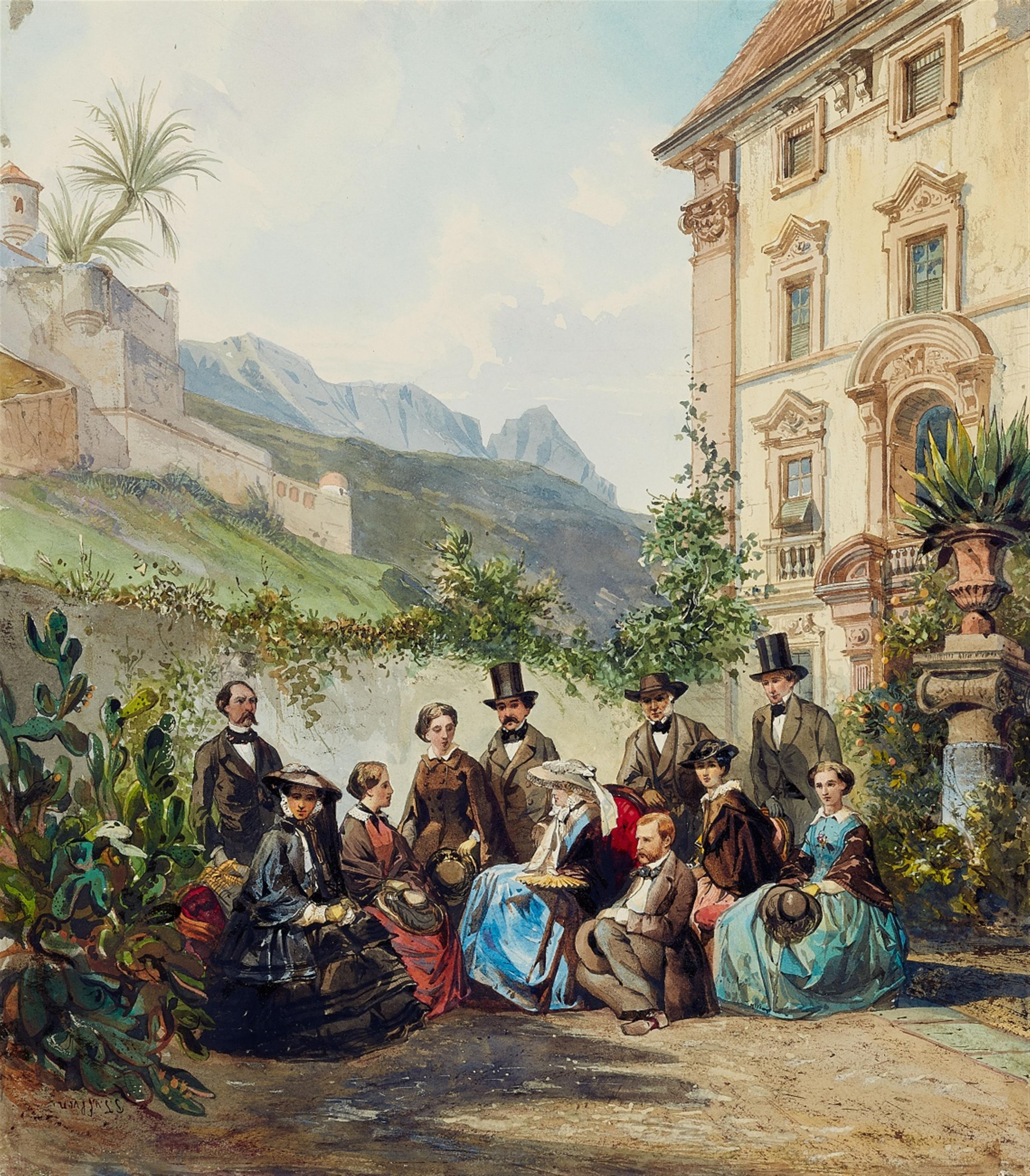 Pierre Tetar van Elven - Die Zarin Alexandra Feodorowna im Kreise ihrer Begleiter in Nizza 1855