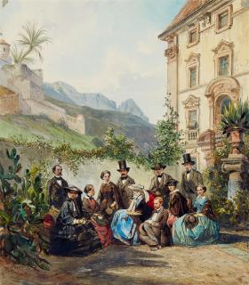 Pierre Tetar van Elven - Die Zarin Alexandra Feodorowna im Kreise ihrer Begleiter in Nizza 1855