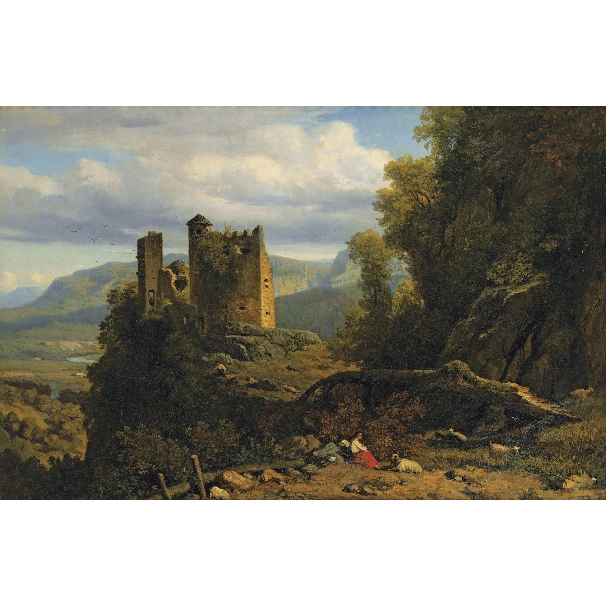 Pierre Thuillier - Paysage Au Château En Ruine