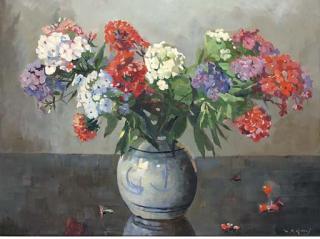 Piet Groen - Phlox in a clay vase