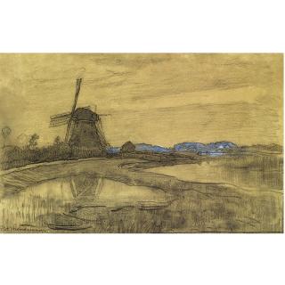 Piet Mondriaan - Dutch The Oostzijdse Windmill On Het Gein Near Abcoude