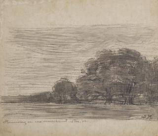 Piet Mondriaan - Field With Oak Trees At Dusk