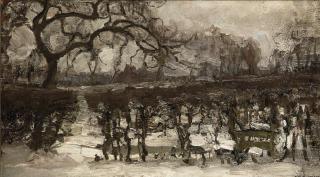 Piet Mondriaan - Landscape with Apple Tree at Left: Winter Landscape
