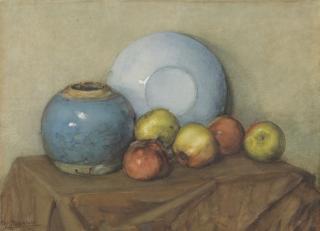 Piet Mondrian - Appels, Ronde Pot En Plaat Op Een Tafel