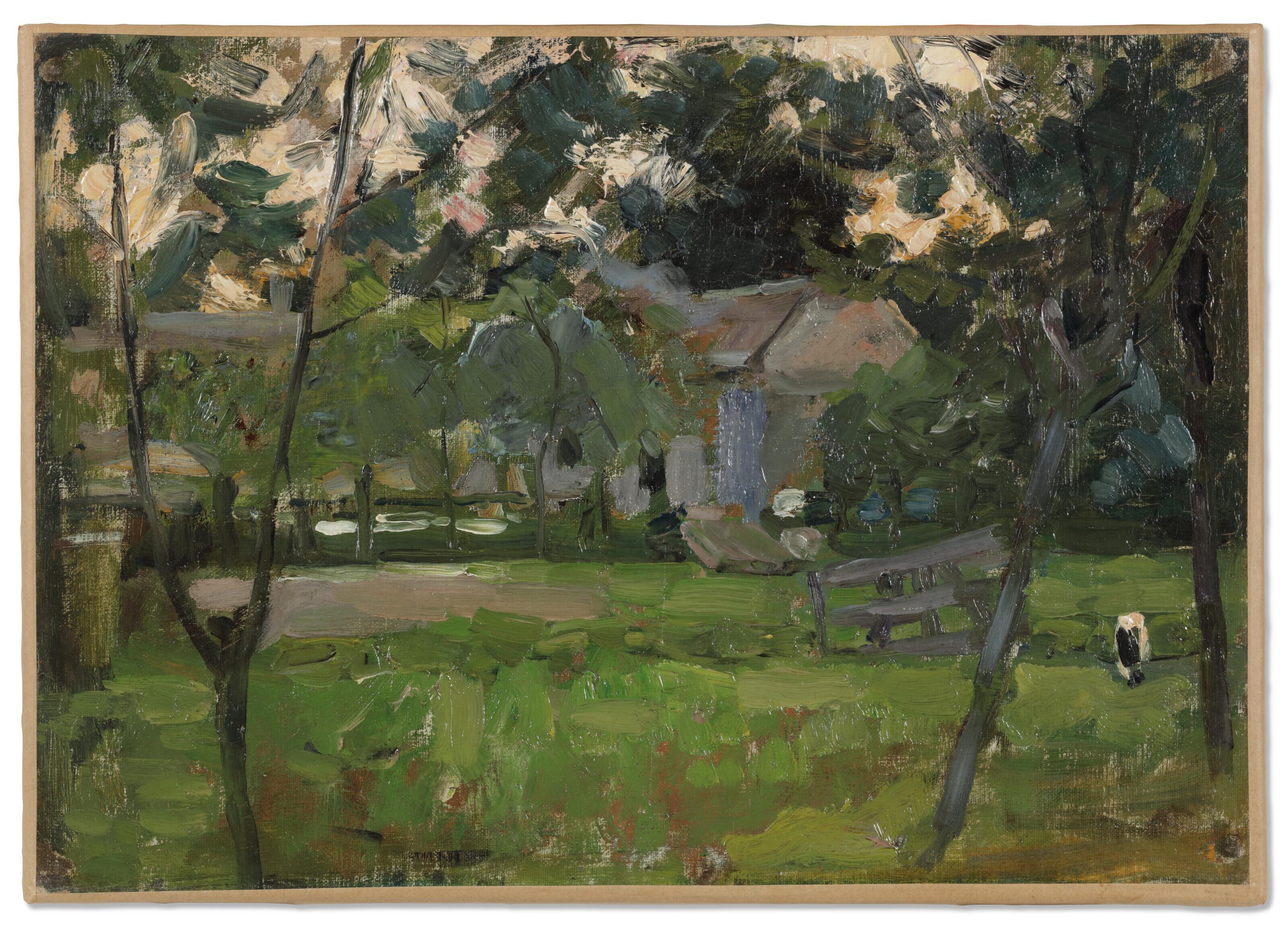 Piet Mondrian - Boerenerf in het Gooi geflankeerd door jonge boompjes (Farmyard in Het Gooi flanked by saplings)