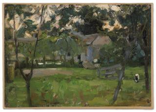 Piet Mondrian - Boerenerf in het Gooi geflankeerd door jonge boompjes (Farmyard in Het Gooi flanked by saplings)