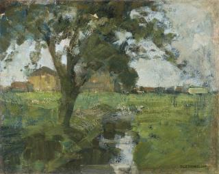 Piet Mondrian - Farm Setting With Foreground Tree And Irrigation Ditch (Scène De Ferme Avec Un Arbre Au Premier Plan Et Un Canal D\'Irrigation)