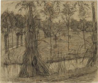 Piet Mondrian - Farmyard with Sheep & Female Nude: Bust Portrait (A Double-Sided Work)