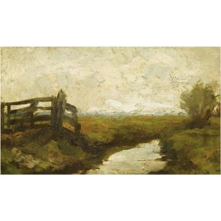Piet Mondrian - Irrigation Ditch With Wood Gate At Left
