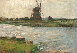 Piet Mondrian - Oostzijdse Mill viewed from dock at Landzicht Farm