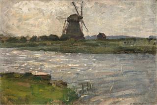 Piet Mondrian - Oostzijdse Mill viewed from dock at Landzicht Farm