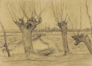 Piet Mondrian - Three Pollarded Willows, Irrigation Ditch and Farmstead in the Distance