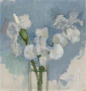 Piet Mondrian - White Irises Against A Light Blue Background, I