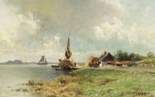 Piet Schipperus - Unloading the hay barge