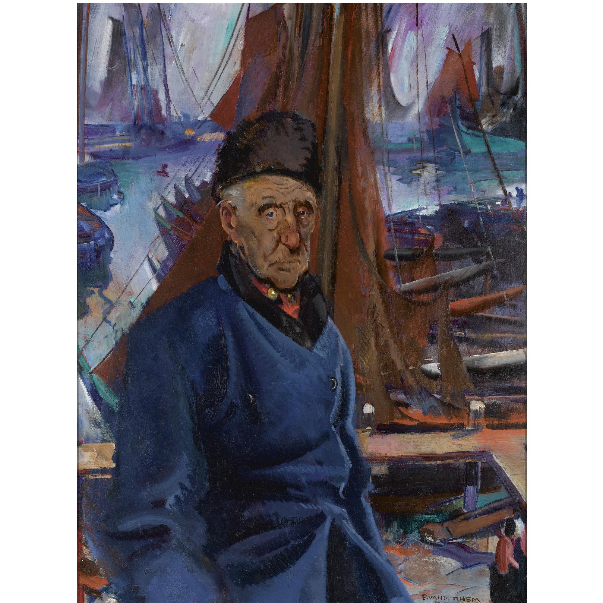 Piet van der Hem - Dutch A Fisherman In Volendam Harbour