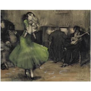 Piet van der Hem - Dutch Intérieur De Cabaret À Rome, Avec Danseuse