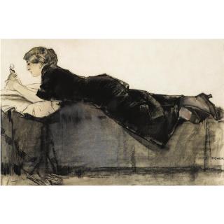 Piet van der Hem - Dutch Vrouw Op Sofa