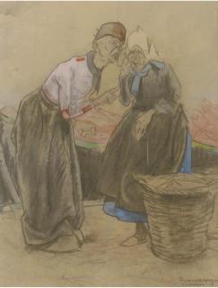 Piet Van der Hem - Gossiping at the fish market