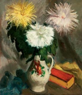 Piet van Wijngaerdt - A still life with chrysanthemums