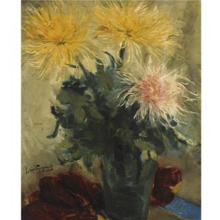 Piet van Wijngaerdt - \'Chrysanten Met Rood Fluweel\'