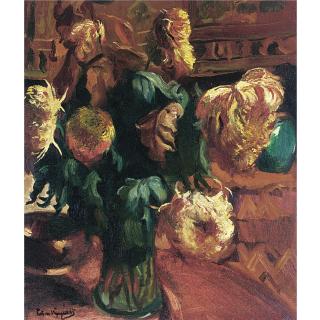 Piet van Wijngaerdt - \'Chrysanten Tegen Perzisch Kleed\'