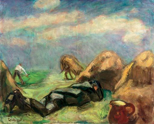 Piet van Wijngaerdt - Compositie - Farmers in a field