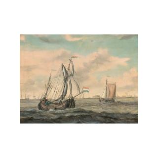 Piet van Wijngaerdt - Dutch Fishing Boats Offshore, A Village Beyond  