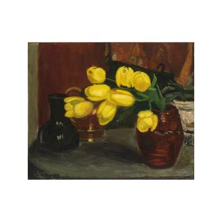 Piet van Wijngaerdt - \'Interieur Met Gele Tulpen\'