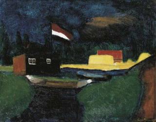 Piet Van Wijngaerdt - Landschap met vlag - Landscape with flag