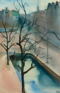 Piet Wiegman - Trees along a canal