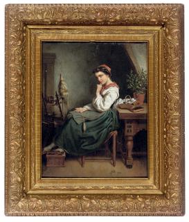 Pieter Alardus Haaxman - At the spinning wheel