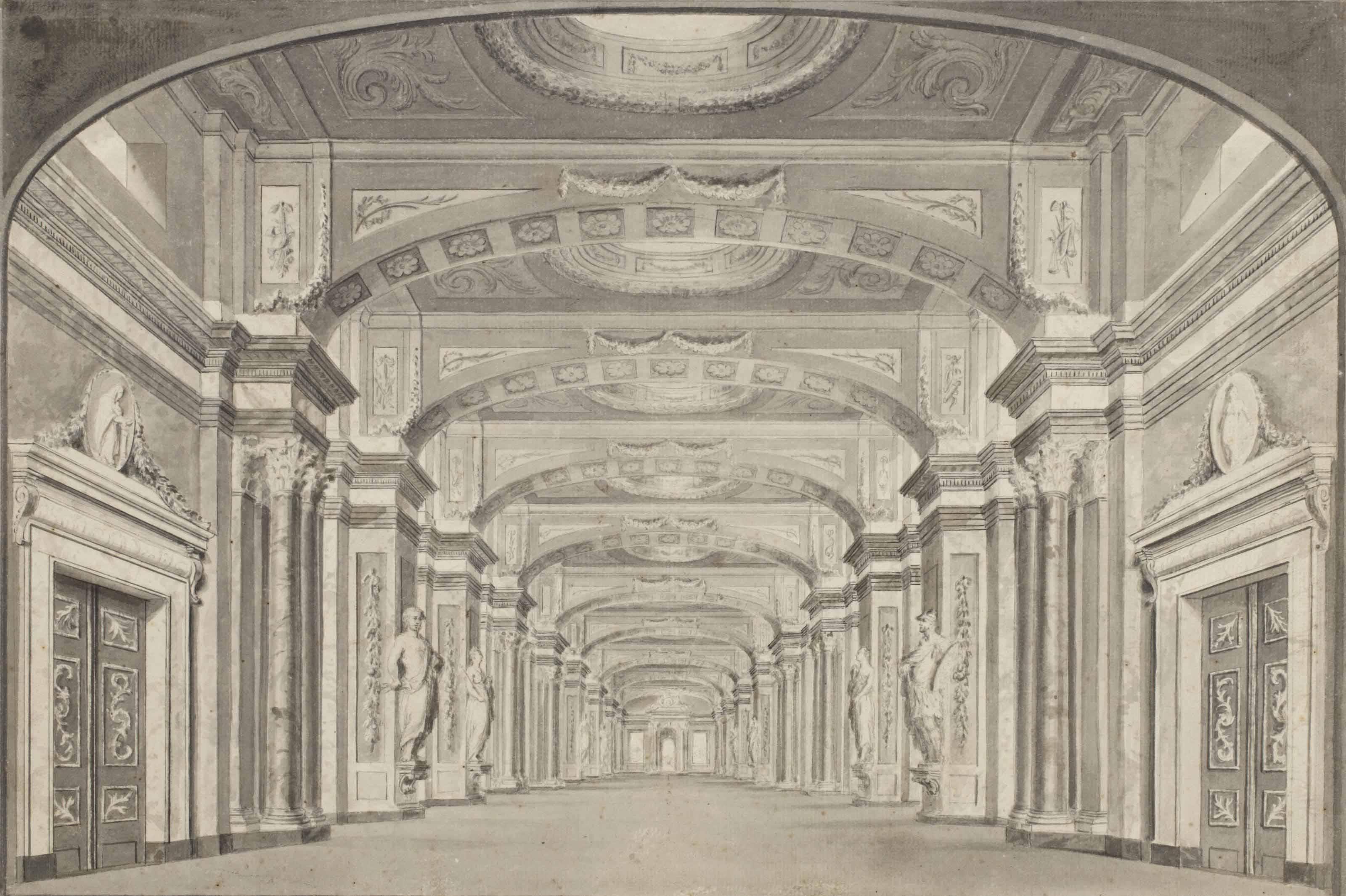 Pieter Barbiers I - View of the Niewe Hofzaal at the Amsterdam Schouwburgh