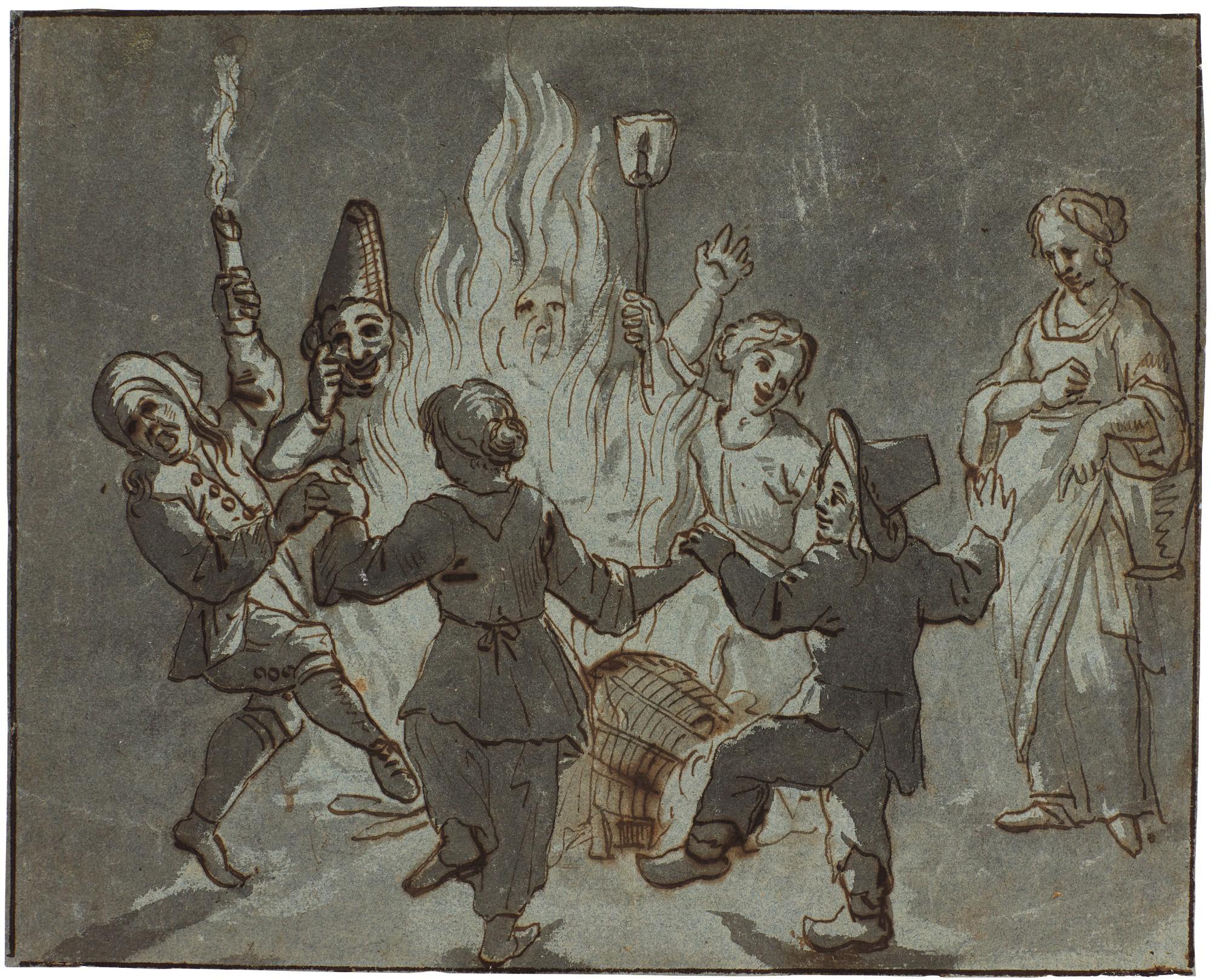 Pieter Boddingh Van Laer - Figures Dancing Around A Fire